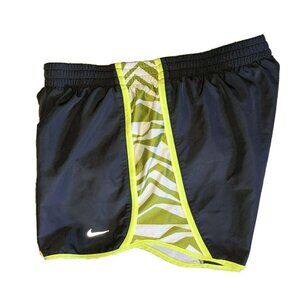 Nike Dri-Fit Women's XS Gray Green Trim Zig Zag Print Drawstring Running Shorts